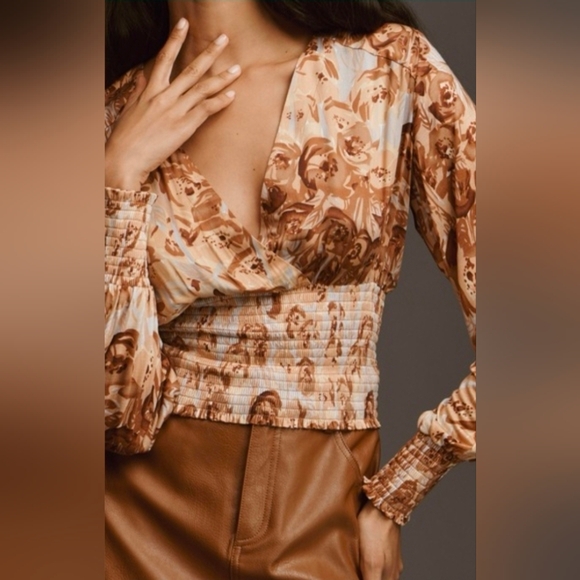 Anthropologie Tops - Like New Anthropolgie Floral Print Wrap Top